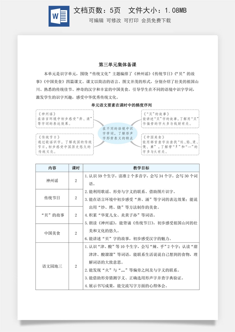 新版部编版小学语文二年级下册语文教案第三单元识字1 神州谣（教案）_.docx